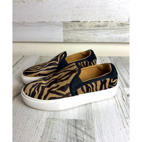 Ugg womens 7.5 Cahlvan tiger slip on calf fur suede leather sneaker comfort shoe - Picture 1 of 9